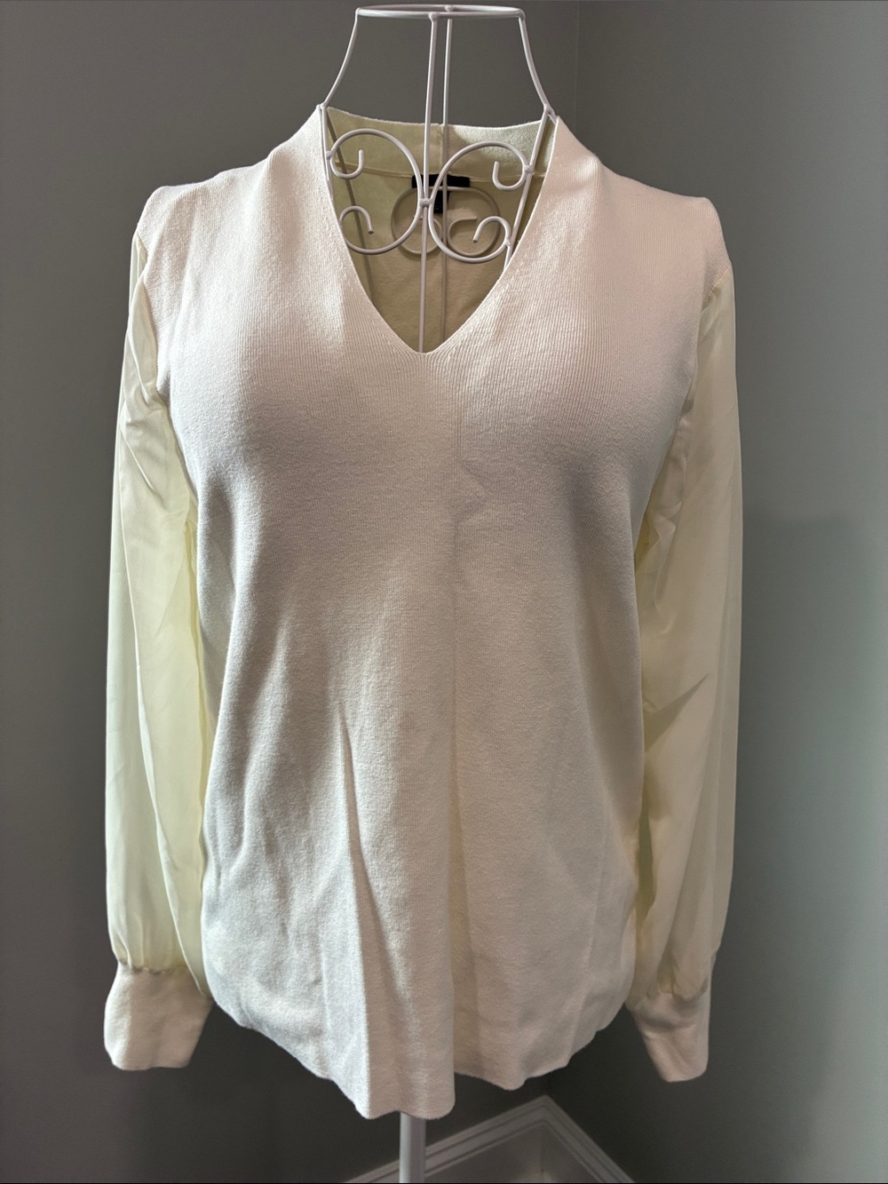 Talbots Cream V-Neck Layered-Style Blouse